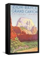 Poster, Zion, Bryce, Grand Canyon, National Parks-null-Framed Stretched Canvas