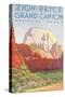 Poster, Zion, Bryce, Grand Canyon, National Parks-null-Stretched Canvas