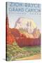 Poster, Zion, Bryce, Grand Canyon, National Parks-null-Stretched Canvas