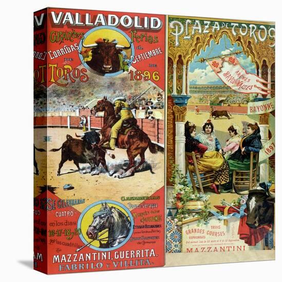 Posters Advertising Bull-Fights in Valladolid, 1896 and in Bayonne, 1897-null-Stretched Canvas