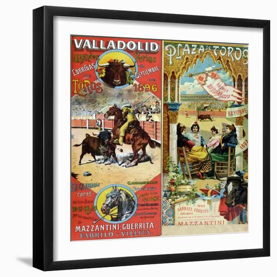 Posters Advertising Bull-Fights in Valladolid, 1896 and in Bayonne, 1897-null-Framed Premium Giclee Print