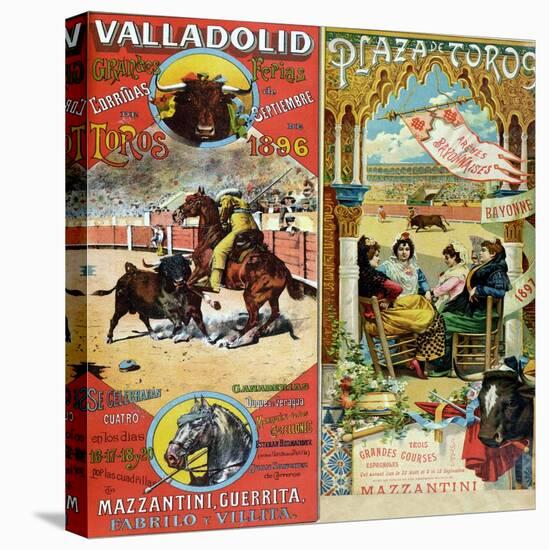 Posters Advertising Bull-Fights in Valladolid, 1896 and in Bayonne, 1897-null-Stretched Canvas