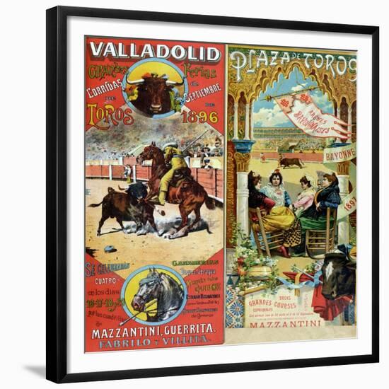 Posters Advertising Bull-Fights in Valladolid, 1896 and in Bayonne, 1897-null-Framed Giclee Print