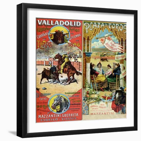 Posters Advertising Bull-Fights in Valladolid, 1896 and in Bayonne, 1897-null-Framed Giclee Print