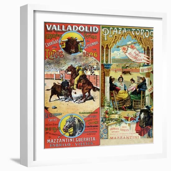 Posters Advertising Bull-Fights in Valladolid, 1896 and in Bayonne, 1897-null-Framed Giclee Print