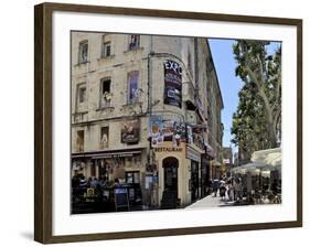 Posters Advertising the Theatre Festival on a Building with Pictures Painted on the Windows, Avigno-Peter Richardson-Framed Photographic Print