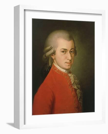 Posthumous Painting of Wolfgang Amadeus Mozart, 1756-1791-null-Framed Premium Giclee Print