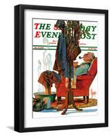 "Postman Soaking Feet," Saturday Evening Post Cover, December 21, 1940-Joseph Christian Leyendecker-Framed Giclee Print