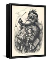 Pot-Bellied Father Christmas with Lots of Presents-Thomas Nast-Framed Stretched Canvas