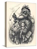 Pot-Bellied Father Christmas with Lots of Presents-Thomas Nast-Stretched Canvas