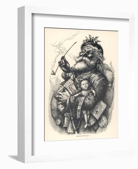 Pot-Bellied Father Christmas with Lots of Presents-Thomas Nast-Framed Art Print