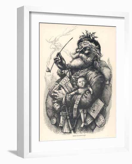 Pot-Bellied Father Christmas with Lots of Presents-Thomas Nast-Framed Art Print