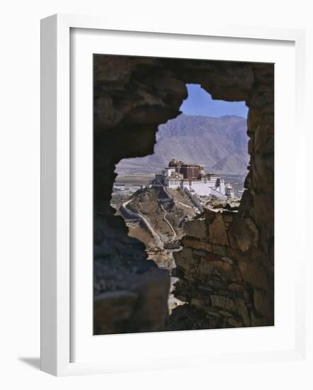 Potala Palace, Seen Through Ruined Fort Window, Lhasa, Tibet-Nigel Blythe-Framed Photographic Print