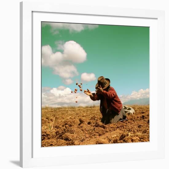 Potato Harvest In The Andes Of Peru-cwwc-Framed Art Print