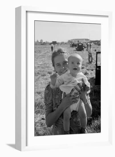 Potato Picking Mother with Baby-Dorothea Lange-Framed Art Print