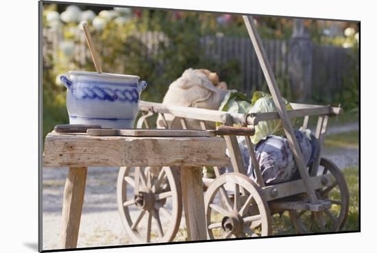 Potatoes and Cabbages in Cart, Crock and Shredder for Sauerkraut-Eising Studio - Food Photo and Video-Mounted Photographic Print