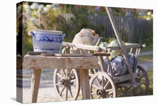Potatoes and Cabbages in Cart, Crock and Shredder for Sauerkraut-Eising Studio - Food Photo and Video-Stretched Canvas