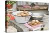 Potatoes, Partly Peeled, on Table in Front of Farmhouse-Eising Studio - Food Photo and Video-Stretched Canvas