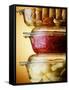 Potatoes, Red Cabbage & Meat in Glass Pots-Wolfgang Usbeck-Framed Stretched Canvas