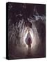 Potholer Wallking Along Narrow Underground Passage, Cova Lachambre, Ria, Conflent, Pyrenees, France-Inaki Relanzon-Stretched Canvas