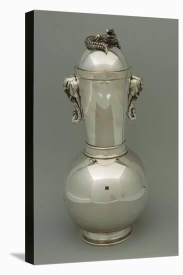 Potiche, Large Ceramic, Silver Plated Vase, Made for Roman Jeweler Roberto Angeletti-Francesco Colonna-Stretched Canvas