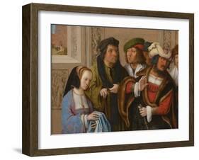 Potiphar's Wife Displays Joseph's Garment, C. 1512-Lucas van Leyden-Framed Giclee Print