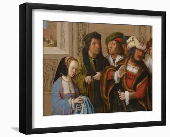 Potiphar's Wife Displays Joseph's Garment, C. 1512-Lucas van Leyden-Framed Giclee Print