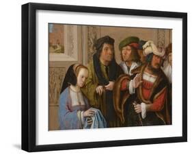 Potiphar's Wife Displays Joseph's Garment, C. 1512-Lucas van Leyden-Framed Giclee Print