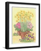 Pots of Spring Flowers, 2003-Linda Benton-Framed Giclee Print