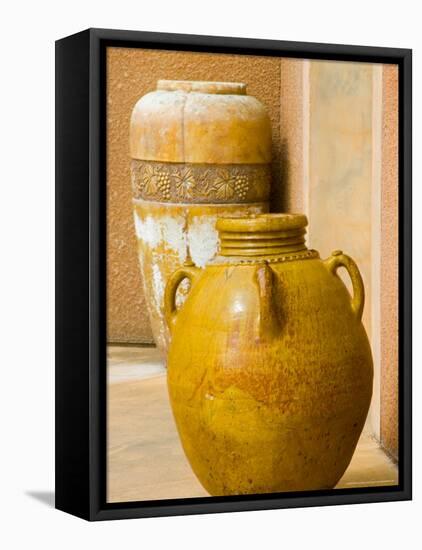 Pots on Display at Viansa Winery, Sonoma Valley, California, USA-Julie Eggers-Framed Stretched Canvas