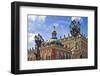 Potsdam, Brandenburg, Germany. The New Palace in the Sans Souci Park, carriage way passes statues a-Miva Stock-Framed Photographic Print