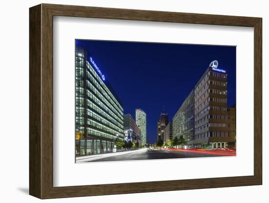 Potsdamer Platz at Night.-Jon Hicks-Framed Photographic Print