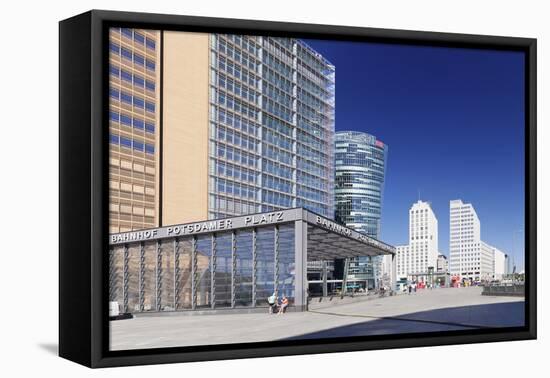 Potsdamer Platz Square with DB Tower, Berlin Mitte, Berlin, Germany, Europe-Markus Lange-Framed Stretched Canvas