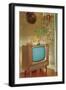 Potted Palm on TV Set-null-Framed Art Print