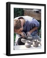 Potter at Work on Wheel at Rustic Fayre, Devon, England, United Kingdom-Ian Griffiths-Framed Photographic Print