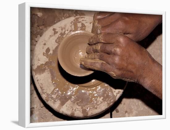 Potter Forms Clay Cup on Wheel, Morocco-Merrill Images-Framed Photographic Print