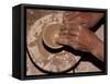 Potter Forms Clay Cup on Wheel, Morocco-Merrill Images-Framed Stretched Canvas