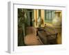 Pottery and Bench in House in Barranco Neighborhood, Lima, Peru-Merrill Images-Framed Photographic Print