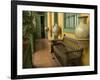 Pottery and Bench in House in Barranco Neighborhood, Lima, Peru-Merrill Images-Framed Photographic Print