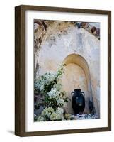 Pottery and Flowering Vine, Oia, Santorini, Greece-Darrell Gulin-Framed Photographic Print