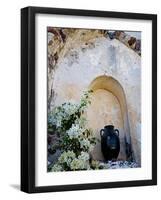 Pottery and Flowering Vine, Oia, Santorini, Greece-Darrell Gulin-Framed Photographic Print