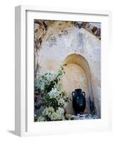 Pottery and Flowering Vine, Oia, Santorini, Greece-Darrell Gulin-Framed Photographic Print