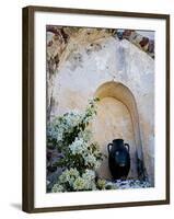 Pottery and Flowering Vine, Oia, Santorini, Greece-Darrell Gulin-Framed Photographic Print