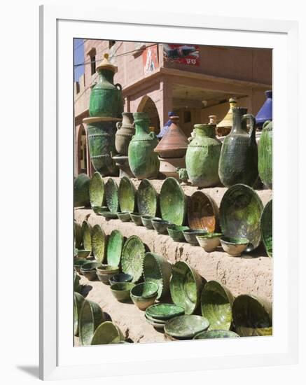 Pottery for Sale, Amazrou, Draa Valley, Morocco-Walter Bibikow-Framed Photographic Print