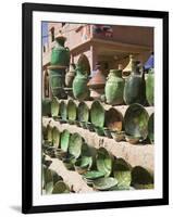 Pottery for Sale, Amazrou, Draa Valley, Morocco-Walter Bibikow-Framed Photographic Print