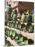 Pottery for Sale, Amazrou, Draa Valley, Morocco-Walter Bibikow-Mounted Photographic Print