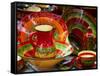 Pottery for Sale at a Market Stall, Lourmarin, Vaucluse, Provence-Alpes-Cote D'Azur, France-null-Framed Stretched Canvas