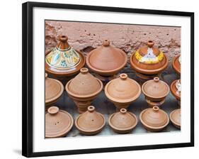 Pottery Pans (Tajiniere) for Sale, Souk in the Medina, Marrakech (Marrakesh), Morocco, North Africa-Nico Tondini-Framed Photographic Print