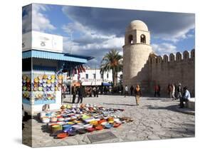 Pottery Shop Display Outside the Great Mosque, Place De La Grande Mosque, Medina, Sousse, Tunisia-Dallas & John Heaton-Stretched Canvas