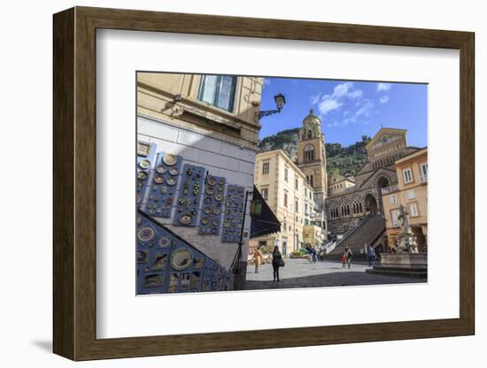 Pottery Shop, Fountain and Cathedral in Spring, Amalfi-Eleanor Scriven-Framed Photographic Print
